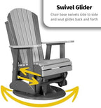 LuxCraft 2' Adirondack Swivel Glider - Available in 14 Colors, Dove Gray and Slate