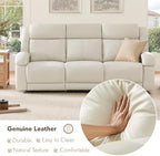 Watson & Whitely Genuine Leather Power Recliner Sofa & Loveseat Set, Cream | Wall Hugger Reclining Sofas, Power Headrest, Center Storage Console, Charging Ports, Cup Holders, Living Room Furniture Set