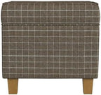 Homepop Home Decor Classic Square Storage Ottoman with Lift Off Lid | Ottoman with Storage for Living Room & Bedroom, Brown Window Pane Fabric