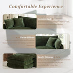 SoarFlash 137" Chenille L Shaped Modular Sofa with Ottoman,Green | Randomly Assemble Modular Sofa Sets, Modern Recliner Deep Seat Sofa Set for Living Room,Office