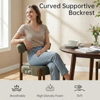 VKNOW Wooden Dining Chairs Set of 6 with Walnut Wood Legs and Curved Back | Mid Century Modern Upholstered Dining Room Chairs with Faux Mohair Fabric, Kitchen Chairs for Farmhouse, Dining Room, Green