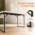 4FT Folding Table 3 Levels Adjustable Height, Heavy Duty Fold-in-Half Portable Table, 400 lbs Capacity Foldable Table for Party Dining Camping Events Picnic Outdoor Indoor Use