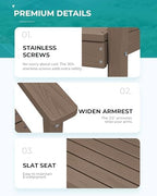 SERWALL 7 Pcs Outdoor Dining Set, 67" HDPE Dining Set for 6, Coffee