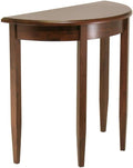 Furnifact Solid Wood Half Moon Table in Antique Walnut Finish, Elegant Small Entryway Table with Half Round Shape for Hallways, Or Living Rooms