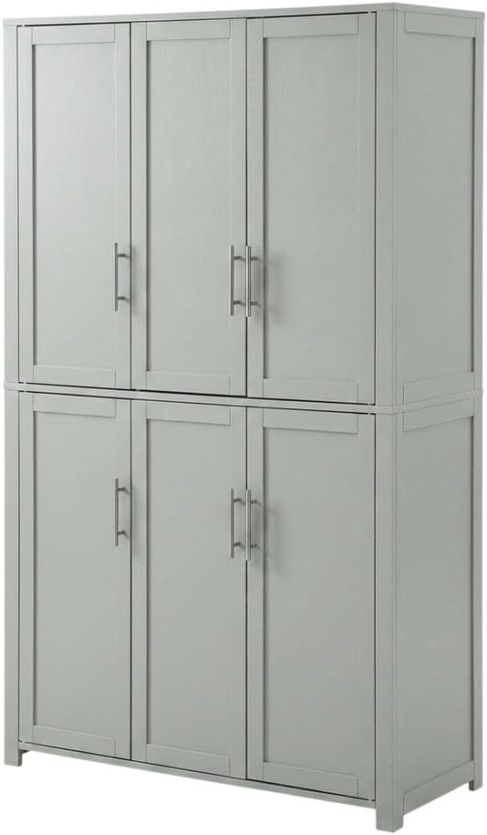 Furnifact Gray Tall Kitchen Storage Pantry, MDF Birch Veneer, Adjustable Shelves, Freestanding Pantry Cabinet for Kitchen Dining