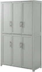 Furnifact Gray Tall Kitchen Storage Pantry, MDF Birch Veneer, Adjustable Shelves, Freestanding Pantry Cabinet for Kitchen Dining