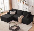 Mangodan Cloud Sectional Sofa, Couch for Living Room, Black | L Shaped Modular, Left Facing Chaise, Deep Seat & Back Support, Kid & Pet Friendly, Fits Apartment and Living Room