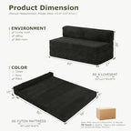 5-in-1 Convertible Sofa Bed, Couch Loveseat with Removable Cushions & Washable Cover, Futon Sofa Bed with Handle, Pull Out Couch for Small Spaces, Queen Size, Black