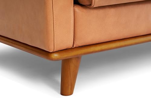 Valencia Artisan Full Leather Sofa 88” - Pure Full Italian Nappa Leather Couch, Solid Wood Accent, Ultimate Comfort, Cognac Tan
