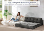MAXYOYO Folding Sofa Bed, Convertible Chair Bed with Pillow | Portable 4 in 1 Fold Out Chair to Floor Bed, Versatile Floor Sofa Couch for Living Room Bedroom, Dark Grey, Double
