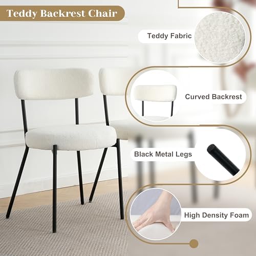 RGZ Modern Oval Dining Table Set for 4,71" Faux Marble Kitchen Table with Ripple Legs & 4 White Black Boucle Dining Chairs, Dinner Table and Chair for Dining Room, Home, Apartment