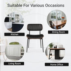Modern Dining Chairs Set of 2,Upholstered PU Leather Kitchen Chairs,Black | Mid Century Walnut Bentwood Back and Metal Legs for Kitchen Dining Room Living Room