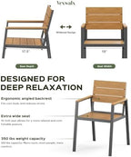 Vexwalx 7-Piece Outdoor Dining Set, Aluminum Dining Table Set for 6, Patio Table and Chairs Set with Umbrella Hole, All Weather HDPS Outdoor Table and Chairs for 6 (Gray-Teak)