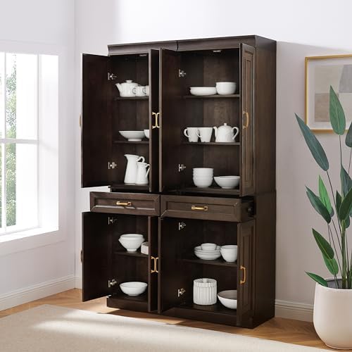 Crosley Furniture Stanton 2-Piece Pantry Storage Cabinet Set with Shelves, Kitchen, Dining, or Laundry Room, Coffee