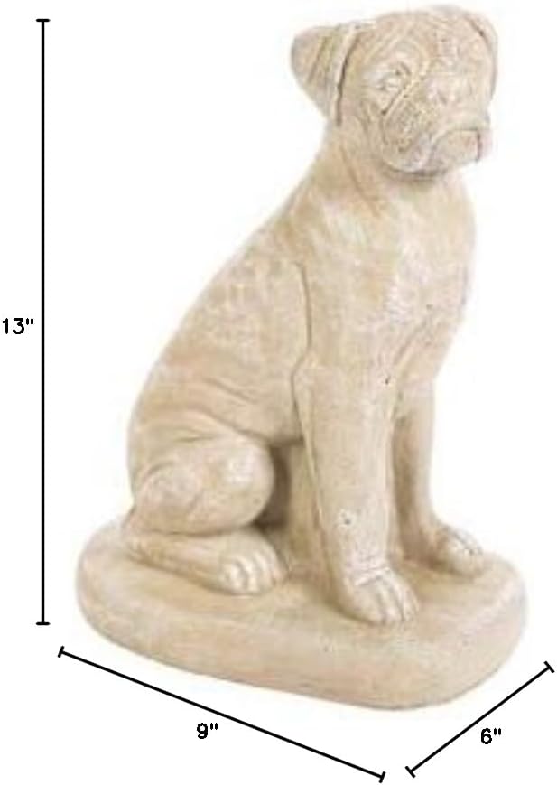 Solid Rock Stoneworks Boxer Dog- 13" Tall x 6" w x 9" Dia- Desert Sand