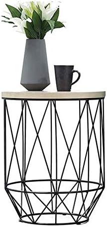 Telephone Table, Round Industrial Side Table,Telephone Table,Office Hallway Or Living Room,Wood Look with Metal Frame (Color:Wood,Size:17.7117.7121.65in)