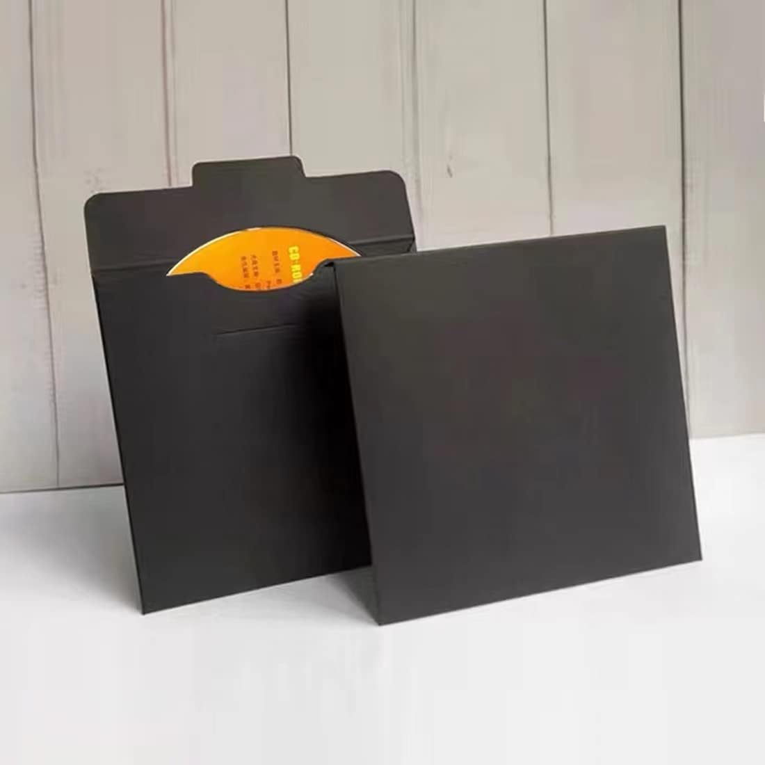 25pcs CD DVD Sleeves Black Kraft Paper DVD Envelopes,Cardboard Envelopes Storage Holder Covers for CD/DVD Packaging