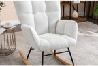 Rocking Chair, Upholstered Teddy Fabric Glider Chairs, Lounge Accent Armchair with Thick Cushion and High Backrest, Accent Rocking Chair for Bedroom, Living Room, Ivory
