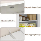 BORNOON Pantry Organizers and Storage Cabinet, 71” Barn Door White Kitchen Cabinet with Drawers and Adjustable Shelf, Tall Pantry for Kitchen, Dining Room, Living Room. Bathroom and Office