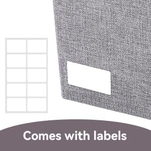 Large 17" 42 Quarts Collapsible Stackable Storage Bins with Lids [3-Pack] Foldable Fabric Linen Storage Boxes Cube, Closet Organizer Baskets with Label for Home (16.7 x 12 x 12, Gray)
