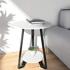 Telephone Table, Round Marble Side Table,Sofa & Console Tables,Telephone Tables,Easy to Assemble,2 Layers(Color:White,Size:19.6819.6823.62in)