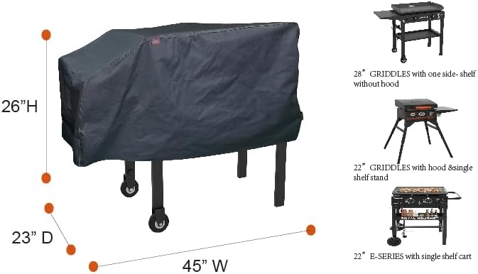 RPET Fabric Cover for Blackstone 22" and 28" Single Shelf Griddle Cover, Black；