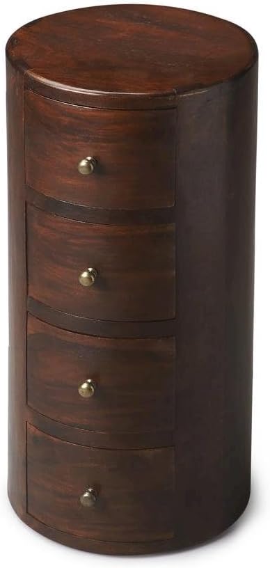 Starlight Canyon Home Round End Table with Storage – Wooden Side Table with 4 Drawers, Ideal Storage End Table for Living Room or Bedroom Use
