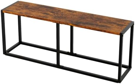 VINGLI Industrial Dining Bench for Dining Room, 47.2 Inch Rustic Brown Kitchen Table Bench Heavy-Duty Metal Frame, Dining Table Bench with Non-Slip Foot Pads for Entryway, Living Room & Small Spaces