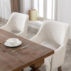 Dining Chairs Set of 6 Linen Upholstered Accent Kitchen Chair with Hollow Back/Padded Seat/Wood Legs for Dining Room Restaurant Home Decor, Beige