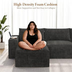Vesgantti 114" L Shaped Couch, Deep Seat Sectional Sofa, Black | Oversized 3 Seater Modular Couch with Ottoman, Cloud Sofa for Living Room, No Assembly Required, Free Combination, Chenille