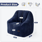 MAXYOYO Bean Bag Chair for Adults, Foam-Filled Floor Sofa for Reading | Bean Bag Chair for Adult with Filler, Cozy Living Room Chair for Bedroom Dorm, Navy