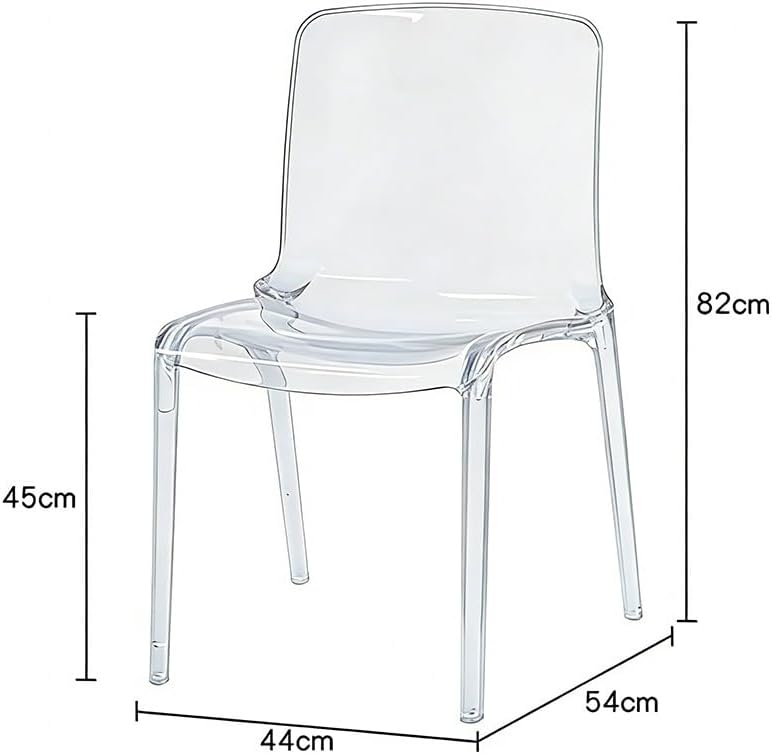 Etlegor Transparent Acrylic Dining Chair, Curved Backrest Kitchen Chairs Ladies Dressing Stool for Kitchen, Dining Room and Home Decor(Clear,2PCS)