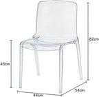 Etlegor Transparent Acrylic Dining Chair, Curved Backrest Kitchen Chairs Ladies Dressing Stool for Kitchen, Dining Room and Home Decor(Clear,2PCS)