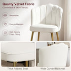 VECELO Velvet Dining Chairs Set of 2, Modern Upholstered Kitchen Chairs with Thick Cushions, Curved Padded Backrest and Metal Legs, for Kitchen, Dining Room, Living Room, White