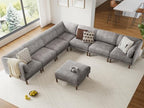 Cloud Sectional Couches for Living Room,Modular Sectional Sofa,Grey | Extra Deep 9 Seater,Oversized Couches With 2 Ottoman,Solid Wood Leg,Large Sofa for Big Space,Office,Apartmen