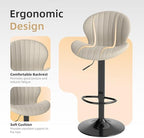 Youhauchair Velvet Fabric Counter Height Bar Stools Set of 3, Beige | Modern, Height Adjustable, Swivel, Armless, Kitchen Island Chairs with Back & Footrest, Soft, Upholstered Dining Room Chair