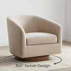 CHITA Swivel Accent Chair Set of 2, Wood Frame, Fully Assembled, Flax Beige | Fabric Barrel Arm Chair with 360° Swivel Solid Wood Base, Mid Century Modern Living Room Chair, 31"x31"x28", 350 Lb Capacity