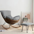 Comfortable Reclining Rocking Chair with Ottoman, Ergonomic High Lazy Sofa for Bedroom, Living Room, Balcony