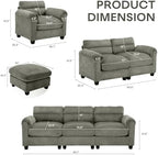 HAOMARKETS Corduroy Sofa Set, Upholstered Armchair and Loveseat with Plush Cushions and Rolled Arms, Modern Living Room Furniture Sets,Green