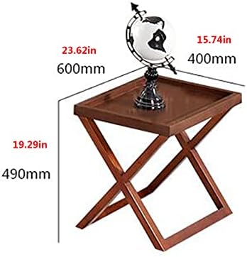 Telephone Table, Walnut Grain,Solid Wood Storage Tray X-Shaped Side Table,Telephone Magazine Table Square Side Table(