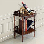 Telephone Table, European Side Table,Solid Wood Sofa Side Table, Casual Small Coffee Table,Plant Stand/Telephone Stand,2-Story Bedside Table with Drawe(Brown-18.11 * 14.17 * 26.77in