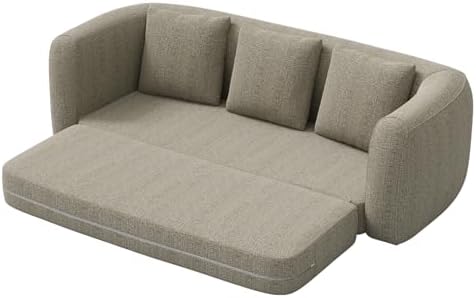 Curved Convertible Futon Sofa Bed,Modern Sleeper Couch,Curved Modern 3 Seater Cloud Couch