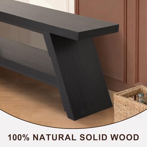 2-Tier Shoe Storage Bench, 47" Solid Wood Entryway Stool Storage | Narrow Shoes Racks for Entryway, Minimalist Multi-Purpose Bench for Hallway, Kitchen, Bedroom, or Dining Room