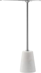 Benjara Frank 12" Drink Side End Table- Chrome Top- White Marble Solid Base