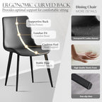 Dining Chairs Set of 4, Modern PU Leather Upholstered Dinner Chairs | Sturdy Metal Legs and Comfort Backrest, Armless Accent Side Chairs for Home Kitchen/Living Room/Restaurant (Dark Grey)