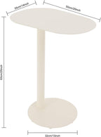 C-Shaped Side Table, Metal Coffee and Bedside Table, Small Cream White End Table for Couch Sofa and Bed, Living Room, Bedroom, and Office Use, 20" x 14" x 25"
