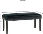 Steve Silver Westby Black PU Dining Bench w/Nailhead, Upholstered in Easy-Care Black Polyurethane, 42" L x 17" W x 19" H
