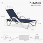 PURPLE LEAF Lounge Chair Outdoor Set of 2 w/Armrest for Poolside Navy Blue | Quick & Easy Assembly, Quick-dry Mesh Keeps You Cool, UV-proof Weave Keeps Color Vivid, Rustproof Frame Lasts Years