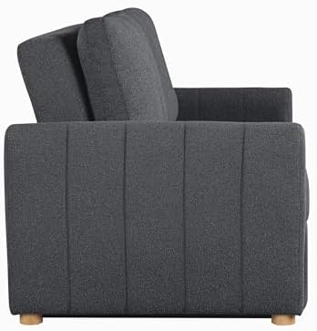Serta Galway 66.5" Convertible Sleeper Loveseat, Full Size, Dreamcoil Comfort, FingerGuard Pinch Point Protection, Boucle Fabric, Charcoal
