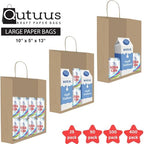 Qutuus 10x5x13 Kraft Paper Bags 100 Pcs Kraft Shopping Bags, Paper Gift Bags for Retail, Merchandise, Recycled Bulk Paper Sacks, Brown Paper Bags with Handles Bulk